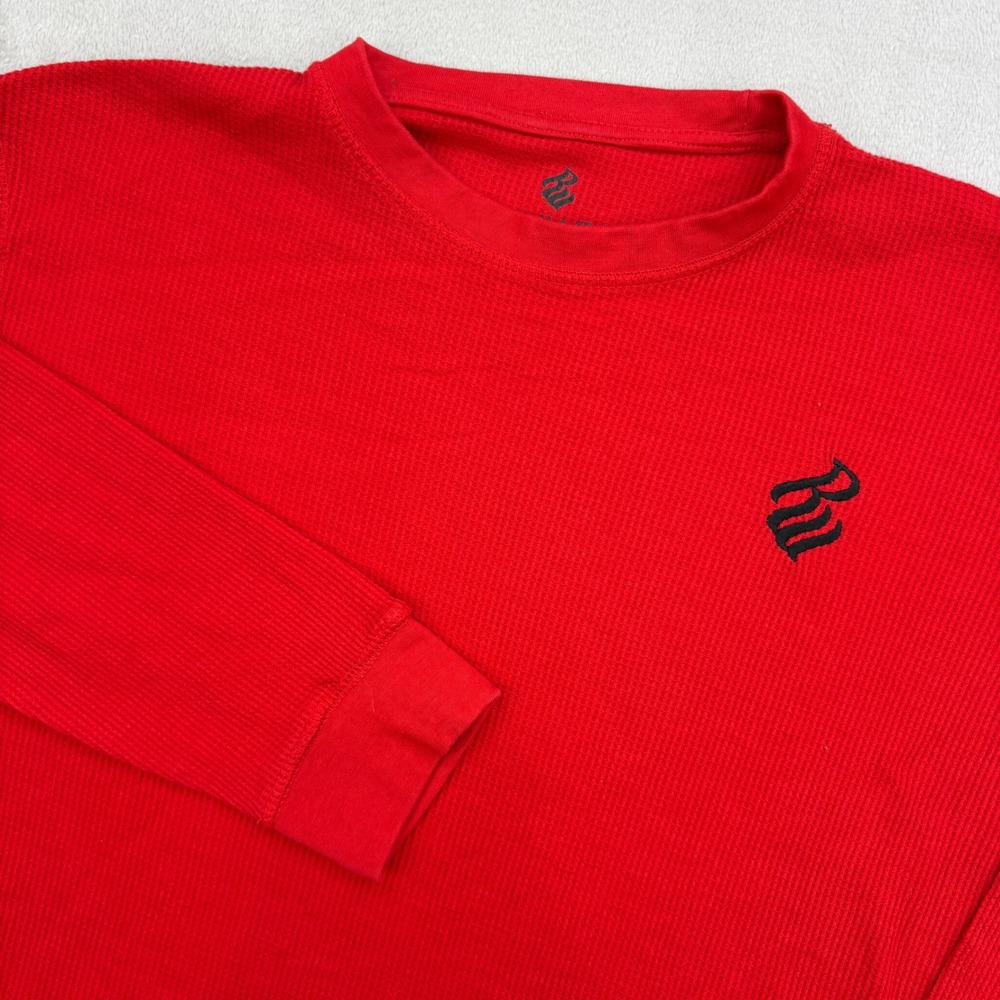 Rocawear Thermal Shirt Mens XL Red Embroidered Logo Waffle Knit Streetwear Y2K